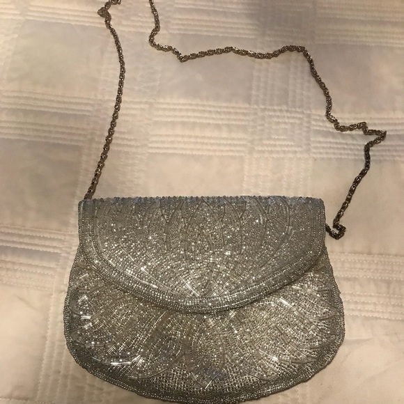 La Regale Handbags - La Regale Silver vintage beaded clutch
